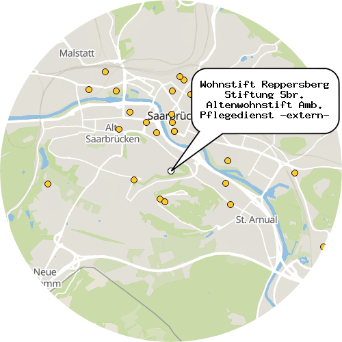 Kartenausschnitt für die Firma Wohnstift Reppersberg Stiftung Sbr. Altenwohnstift Amb. Pflegedienst -extern-