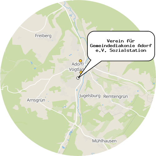 Kartenausschnitt für die Firma Verein für Gemeindediakonie Adorf e.V. Sozialstation