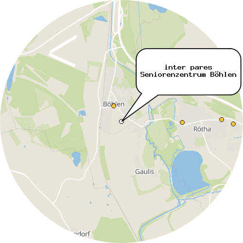 Kartenausschnitt für die Firma inter pares Seniorenzentrum Böhlen