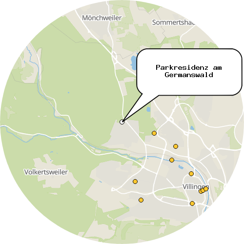 Kartenausschnitt für die Firma Parkresidenz am Germanswald