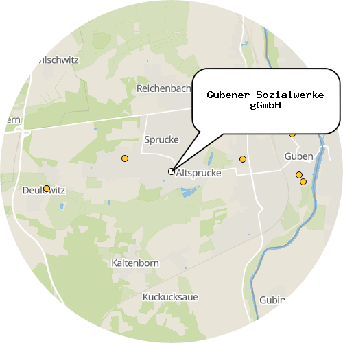 Kartenausschnitt für die Firma Gubener Sozialwerke gGmbH