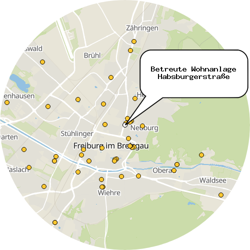 Kartenausschnitt für die Firma Betreute Wohnanlage Habsburgerstraße