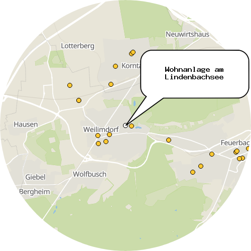 Kartenausschnitt für die Firma Wohnanlage am Lindenbachsee