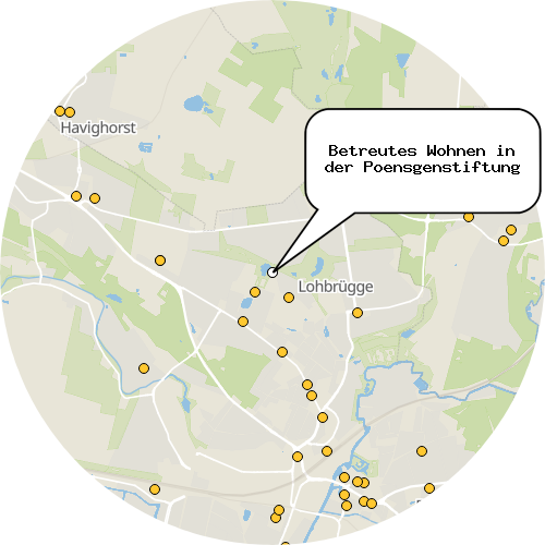 Kartenausschnitt für die Firma Betreutes Wohnen in der Poensgenstiftung