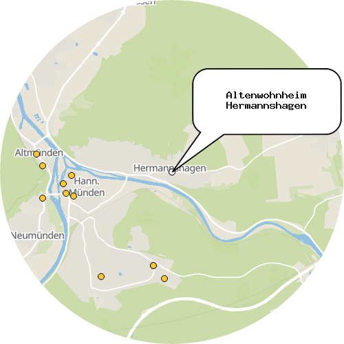 Kartenausschnitt für die Firma Altenwohnheim Hermannshagen