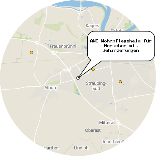 Kartenausschnitt für die Firma AWO Wohnpflegeheim für Menschen mit Behinderungen