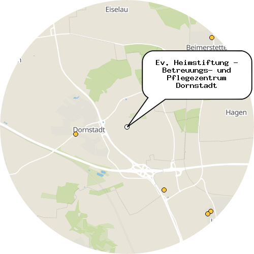 Kartenausschnitt für die Firma Ev. Heimstiftung - Betreuungs- und Pflegezentrum Dornstadt