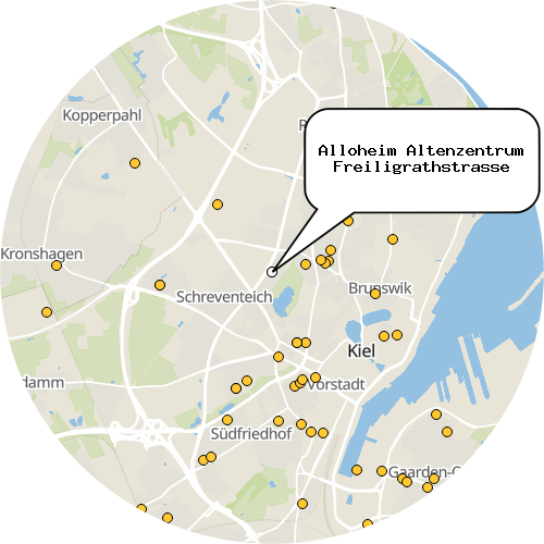 Kartenausschnitt für die Firma Alloheim Altenzentrum Freiligrathstrasse