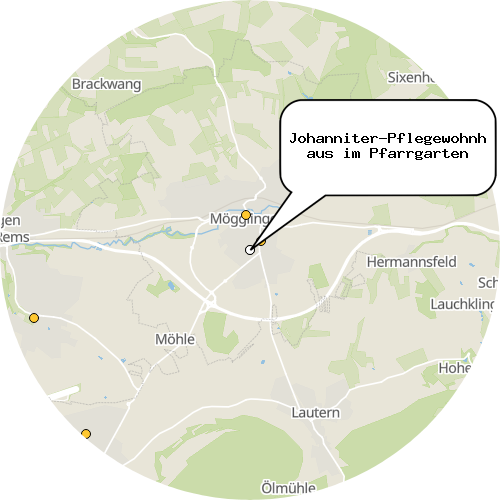 Kartenausschnitt für die Firma Johanniter-Pflegewohnhaus im Pfarrgarten
