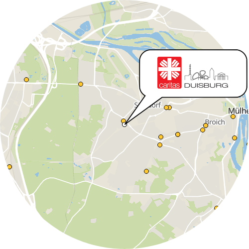 Kartenausschnitt für die Firma Caritasverband Duisburg e.V. Altenheim Marienhof