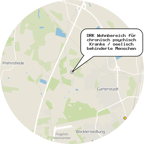 Kartenausschnitt für die Firma DRK Wohnbereich für chronisch psychisch Kranke / seelisch behinderte Menschen