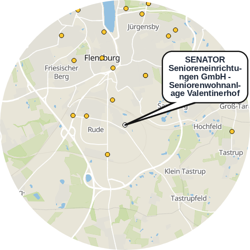 Kartenausschnitt für die Firma SENATOR Senioreneinrichtungen GmbH - Seniorenwohnanlage Valentinerhof