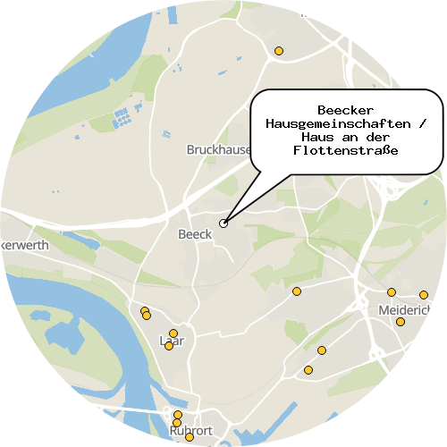 Kartenausschnitt für die Firma Beecker Hausgemeinschaften / Haus an der Flottenstraße
