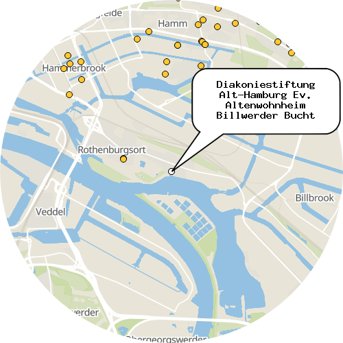 Kartenausschnitt für die Firma Diakoniestiftung Alt-Hamburg Ev. Altenwohnheim Billwerder Bucht