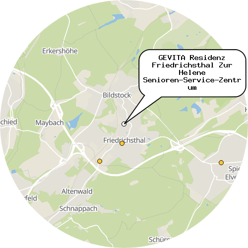 Kartenausschnitt für die Firma GEVITA Residenz Friedrichsthal Zur Helene Senioren-Service-Zentrum