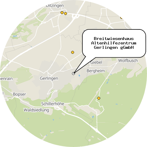 Kartenausschnitt für die Firma Breitwiesenhaus Altenhilfezentrum Gerlingen gGmbH