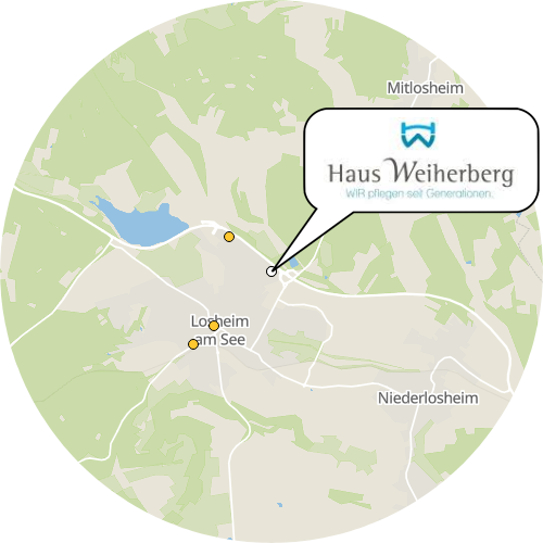 Kartenausschnitt für die Firma Haus Weiherberg GmbH Haus für Wohnen und Pflege