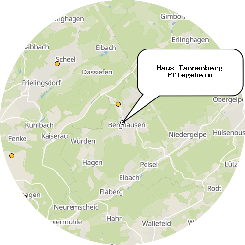 Kartenausschnitt für die Firma Haus Tannenberg Pflegeheim