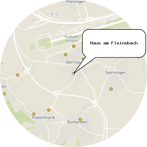 Kartenausschnitt für die Firma Haus am Fleinsbach