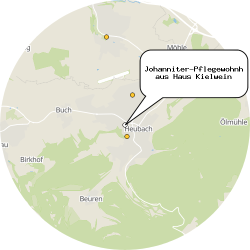 Kartenausschnitt für die Firma Johanniter-Pflegewohnhaus Haus Kielwein