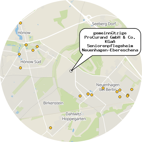 Kartenausschnitt für die Firma gemeinnützige ProCurand GmbH & Co. KGaA Seniorenpflegeheim Neuenhagen-Ebereschenallee