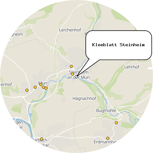 Kartenausschnitt für die Firma Kleeblatt Steinheim