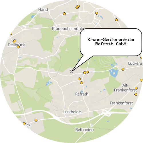 Kartenausschnitt für die Firma Krone-Seniorenheim Refrath GmbH