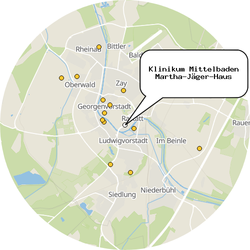 Kartenausschnitt für die Firma Klinikum Mittelbaden Martha-Jäger-Haus