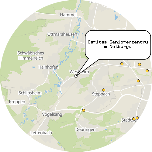 Kartenausschnitt für die Firma Caritas-Seniorenzentrum Notburga