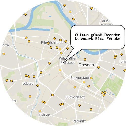 Kartenausschnitt für die Firma Cultus gGmbH Dresden Wohnpark Elsa Fenske