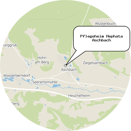 Kartenausschnitt für die Firma Pflegeheim Hephata Aschbach