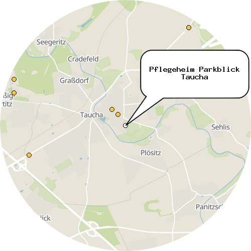 Kartenausschnitt für die Firma Pflegeheim Parkblick Taucha