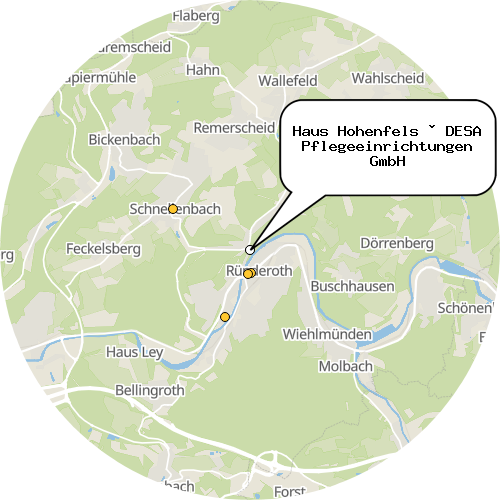 Kartenausschnitt für die Firma Haus Hohenfels · DESA Pflegeeinrichtungen GmbH