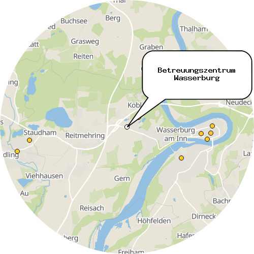 Kartenausschnitt für die Firma Betreuungszentrum Wasserburg