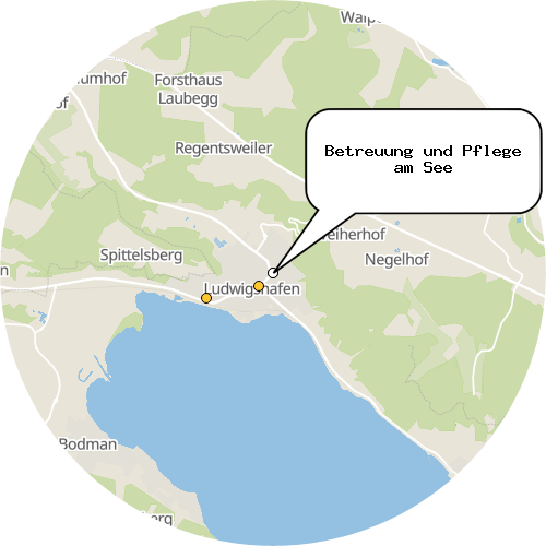Kartenausschnitt für die Firma Betreuung und Pflege am See