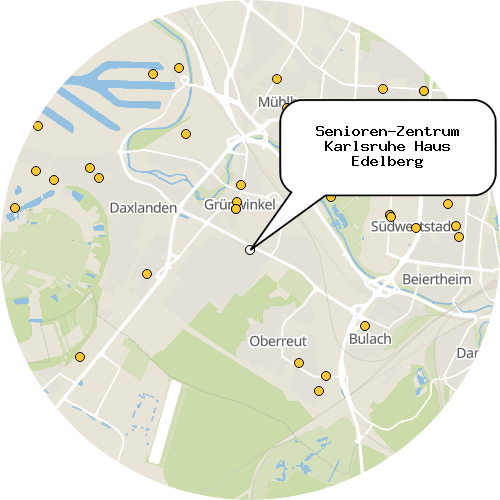 Kartenausschnitt für die Firma Senioren-Zentrum Karlsruhe Haus Edelberg