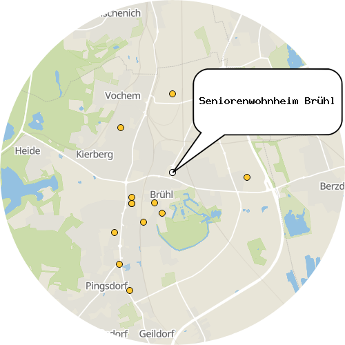 Kartenausschnitt für die Firma Seniorenwohnheim Brühl