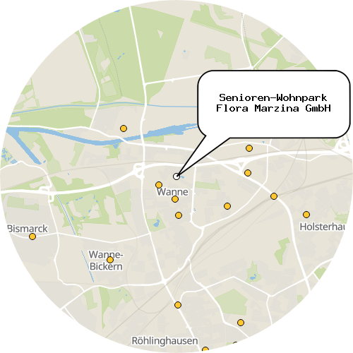 Kartenausschnitt für die Firma Senioren-Wohnpark Flora Marzina GmbH
