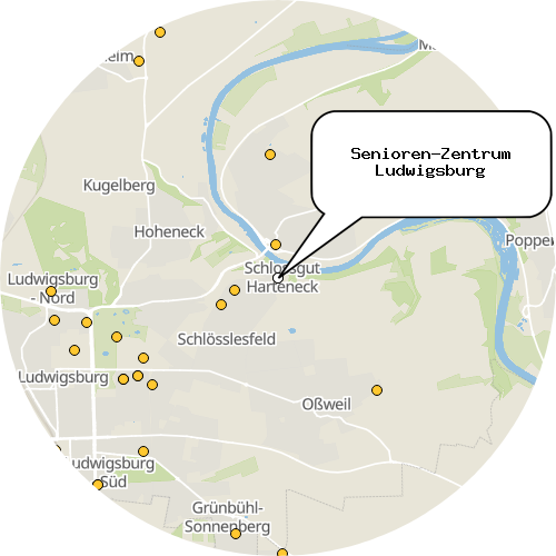 Kartenausschnitt für die Firma Senioren-Zentrum Ludwigsburg