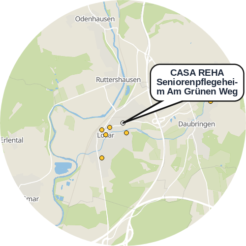 Kartenausschnitt für die Firma CASA REHA Seniorenpflegeheim Am Grünen Weg