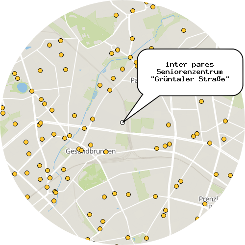 Kartenausschnitt für die Firma inter pares Seniorenzentrum "Grüntaler Straße"