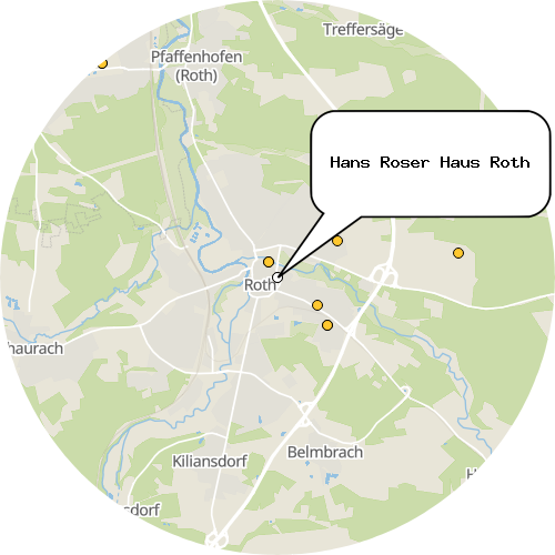 Kartenausschnitt für die Firma Hans Roser Haus Roth