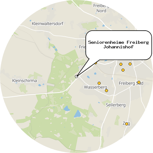 Kartenausschnitt für die Firma Seniorenheime Freiberg Johannishof