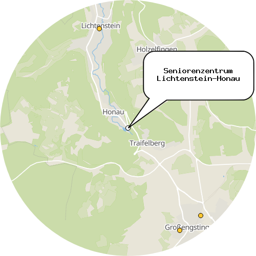 Kartenausschnitt für die Firma Seniorenzentrum Lichtenstein-Honau