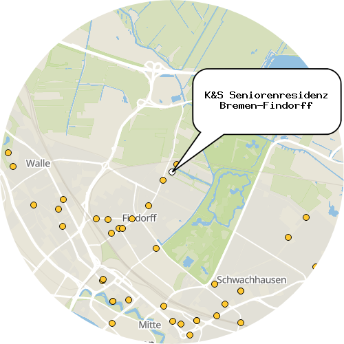 Kartenausschnitt für die Firma K&S Seniorenresidenz Bremen-Findorff