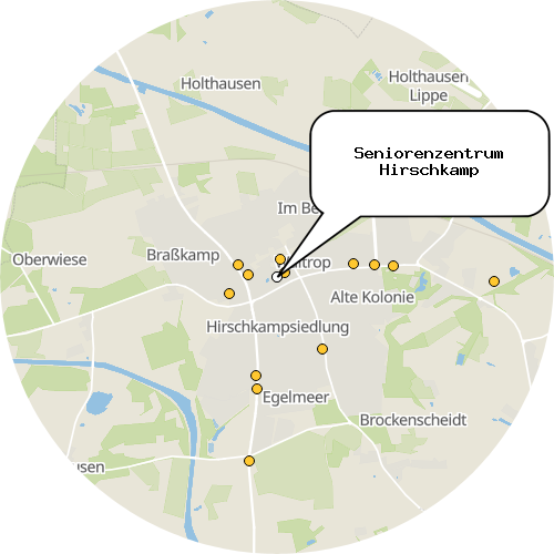 Kartenausschnitt für die Firma Seniorenzentrum Hirschkamp