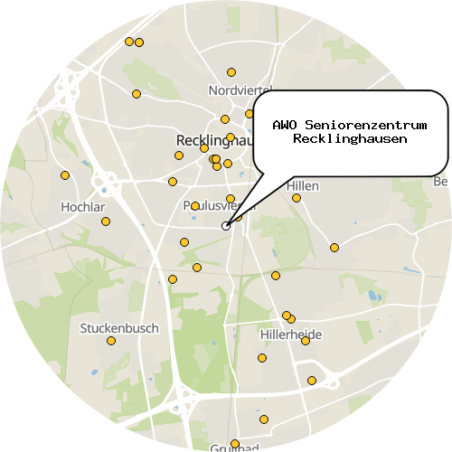 Kartenausschnitt für die Firma AWO Seniorenzentrum Recklinghausen