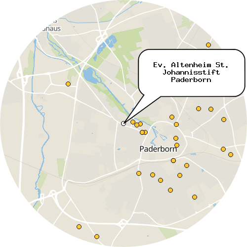 Kartenausschnitt für die Firma Ev. Altenheim St. Johannisstift Paderborn