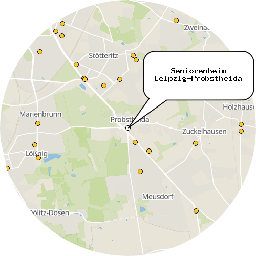 Kartenausschnitt für die Firma Seniorenheim Leipzig-Probstheida