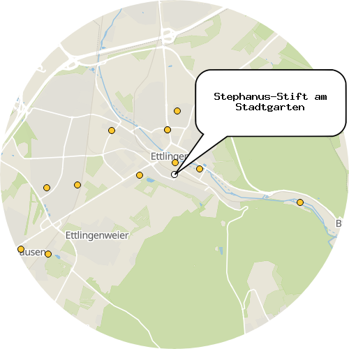 Kartenausschnitt für die Firma Stephanus-Stift am Stadtgarten
